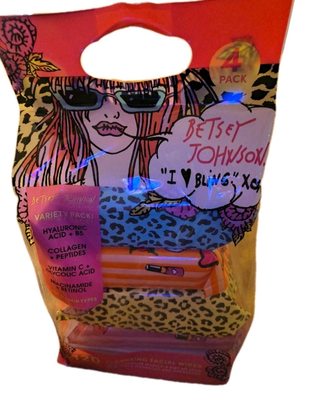 Betsey Johnson Facial Cleansing Wipes 4 Pack
